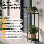TOSKING 2-Tier Wide & Tall Plant Stand Indoor, Modern Metal Shelf, Black - Image 5