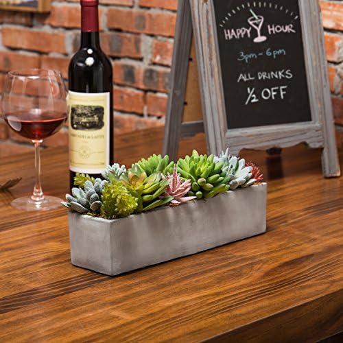 MyGift Faux Succulent Plant Arrangement in 12-Inch Gray Cement Pot - Image 3