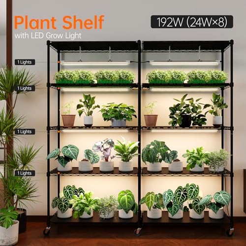 Bstrip 5-Tier Large Plant Shelf with Grow Light, 58x13.8x59in - Image 3