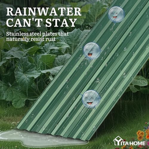 YITAHOME 6pcs 6x3x2 ft Galvanized Raised Garden Bed Kit, Large Metal Planter Box with Gloves & Support Rod, Outdoor Flower Bed for Plants Vegetables, Green - Image 5