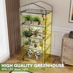 Indoor Greenhouse with Grow Lights & Wheels, 4 Tier Wire Shelf PVC Tent - Image 7