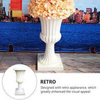 Happyyami Outdoor Planters White Urn Planter Plastic Wedding Flowerpots Roman Pillar Plant Pot Rustic Greek Column Statue Vintage Style Wedding Centerpieces Vase for Front Porch Door Planter - Image 5