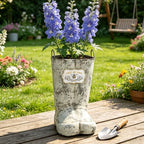 Vintage Metal Boot Planters Rustic Farmhouse Flower Pots Outdoor Decorative Boot Plants Buckets for Wedding, Garden, Home, Patio Decor (White) - Image 5