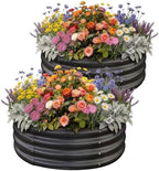 Land Guard Galvanized Raised Garden Bed 2Pcs, Planter Raised Garden Beds Outdoor, Round Clearance Raised Garden Beds for Gardening Vegetables (Gray) by LandGuard