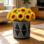 Sleek Nordic-Style Geometric Cement Flower Pot Flat Straight Cylindrical Bonsai with Holes for Indoor use(Black) - Image 4