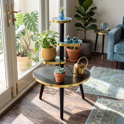 Amyhill Mid Century Modern Decor for Home 4-Tier Plant Stand Colorful Mid Century End Table Modern Storage Shelf for Living Room, Bedroom, Balcony, Boho Home Decor(Dark Green) - Image 2