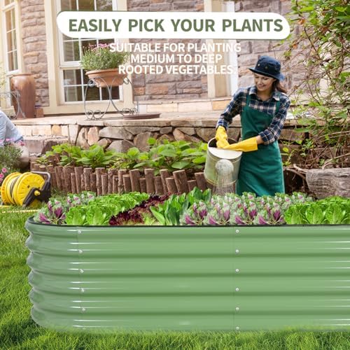 Galvanized Raised Garden Bed Outdoor- 6x2x1.4FT Planter Box, Green - Image 7