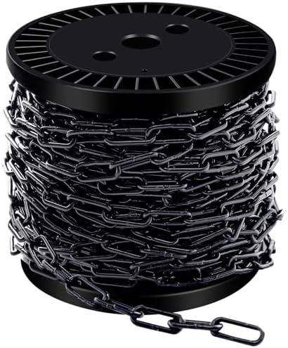 50 ft 1/12" Black Chain for Hanging Metal Chains Fixture Decorative Chain by SelNatural