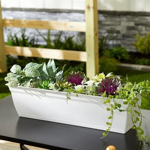 The HC Companies Eclipse Window Planter Box, 30 Inch, White, 2-Pack - Image 2