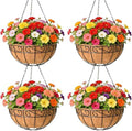 4 Pack 14 Inch Metal Hanging Planter Basket，Natural Round Coconut Hanging Plant Flower Pot，Coconut Coir Planter for Hanging Basket Flowers/Vegetables Home Garden Patio Decoration Flower by GYATSOCYGwomenswardrobe