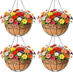 4 Pack 14 Inch Metal Hanging Planter Basket，Natural Round Coconut Hanging Plant Flower Pot，Coconut Coir Planter for Hanging Basket Flowers/Vegetables Home Garden Patio Decoration Flower by GYATSOCYGwomenswardrobe