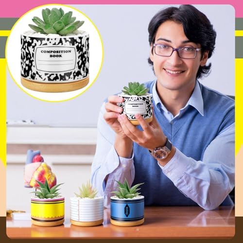 Remerry 6 Pcs Christmas Teacher Gifts Ceramic Succulent Plant Pot, Classic - Image 5