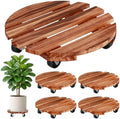 12 Inch Plant Caddy with Wheels, 4 Pack Rolling Plant Stand Rollers with Casters Wooden Plant Dolly with Wheels Heavy Duty Rolling Planter Base for Indoor & Outdoor Plants Natural Wood Flower Stand by PartyZealot