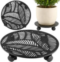 Planterhoma 1 Pack 15 Inch Large Metal Plant Caddy with Wheels Heavy-Duty Rolling Plant Stand with Casters Flower Pot Mover Roller Base Flower Pot Dolly Coaster Trolley, Tropical Leaf by Planterhoma