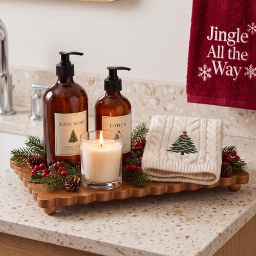 Scallop Wood Riser for Kitchen Counter, Wood, 16'' X 7.9'' X 1.6'', Square - Image 6