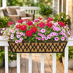 2 Pack 24 Inch Window Boxes Planters Railing Planter Box with Adjustable Brackets for Porch Fence Patio Balcony Hanging Flower Baskets with Coco Liners for Outdoor Garden Décor - Black - Image 2