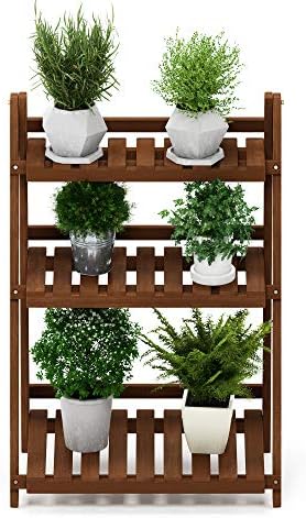Furinno TIOMAN 3-Tier Ladder Plant Stand Outdoor, Easy Assembly, Natural - Image 3