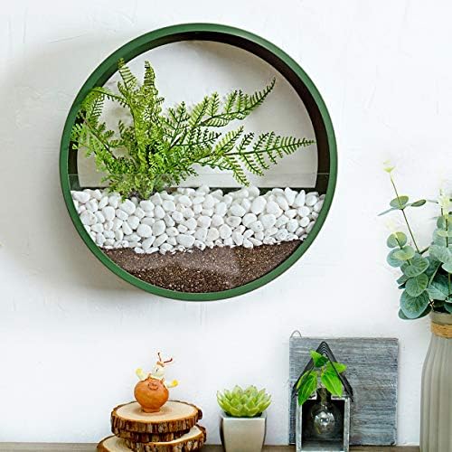 Pack of 4 Round Wall Planters Hanging Metal Plant Containers Circle Plant Holder Contemporary Morden Circle Iron Vase for Succulents or Herbs Cactus and More (Green) - Image 5