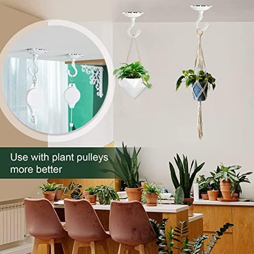 Sungmor Heavy Duty Ceiling Hooks for Hanging Plants, 3PC White 3.5x3.9Inch Large Cast Iron Ceiling Hooks, Antique Decorative Ceiling Swag Hooks for Hanging Planter Chandelier Wind Chime Lantern Hanger - Image 3