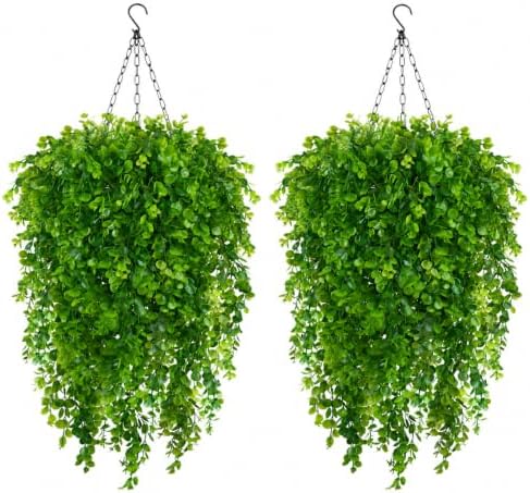 2 Set Fake Hanging Plants Baskets for Outdoors 30" Fall Plants Baskets by ZYTHREM