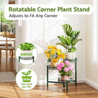 Plant Stand Indoor Outdoor, 3 Tier Corner Metal Flower Display Holder Shelf, Folding Tall Plant Rack for House Patio Balcony Porch Garden Living Room, Heavy Duty Anti-Rust Wrought Iron - GreenFlower - Image 2