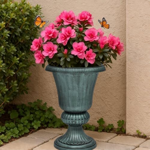 Magshion 20" Urn Planters for Outdoor Plants, Set of 2, Antique Green - Image 4