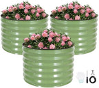 INNO STAGE 3 Pcs Round Galvanized Raised Garden Beds, 2x2x1.4ft Olive Green by INNOSTAGE