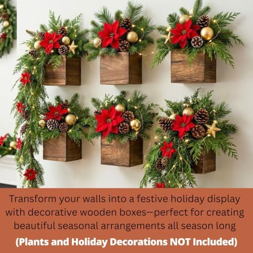 LaLaGreen Planter Boxes for Indoor Plant (4x4, 6 Pack) Wooden Wall Planters - Image 6
