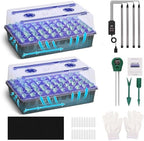 Seed Starter Tray with Grow Light, 2 Pack 120 Cells Seedling Tray Kit with 3-in-1 Soil Moisture Meter, Indoor Seedling Starter Tray for Plant Germination, Seeds Growing by Yewhick