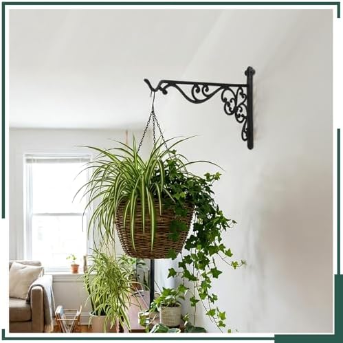 Landhoow 2 Pcs 15.6" Cast Iron Hanging Outdoor Wall Hanger, Black - Image 2