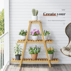 STDDRE Plant Stand For Indoor Outdoor Tiered Plant Shelf 3 Tier 8 Potted Bamboo Flower Holder Ladder Rack For Multiple Triangle Table Plant Pot Stand (Natural) - Image 5
