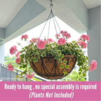 LaLaGreen Coco Hanging Baskets (18 in, 2 Pack) Black Wire Flower Pot Holder - Image 6