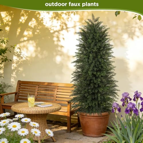 6 ft Artificial Topiary Cedar Trees Set of 2 for Outdoor - Image 7