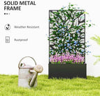 Outsunny Metal Raised Garden Bed with Trellis, Small Leaves Cut-Outs - Image 5
