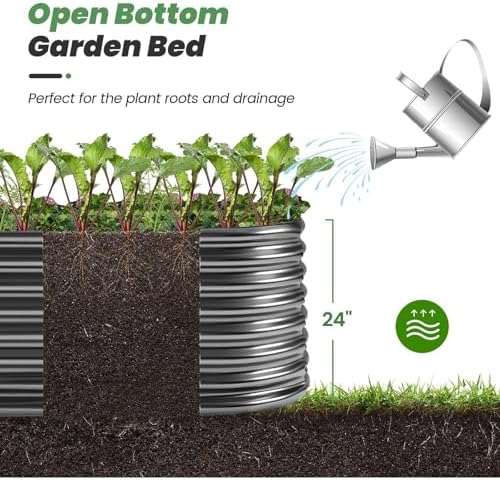 Land Guard Galvanized Planter Raised Beds, 6×3×2ft Galvanized Water Trough, Keyhole Raised Garden Bed Metal (Dark Gray) - Image 4
