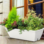 8 Pcs 24 Inch Window Planter Box, White Large Plastic Rectangle Flower Planter Boxes with Water Absorbing Net Indoor and Outdoor Flower Pots for Windowsill, Balcony, Patio, Porch - Image 5
