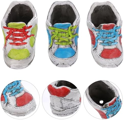SEWACC Creative Shoe Shape Plant Pot 3 Piece Ceramic Drainage Hole Planter - Image 3