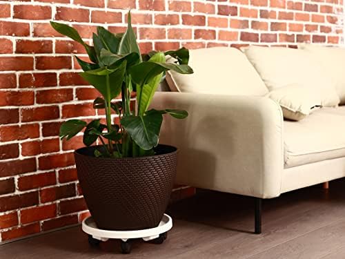 5 Packs Large Plant Caddy with Wheels 13" Rolling Wheeled Plant Stands Heavy-Duty Plastic Flower Pot Roller Base Movers Indoor Outdoor Planter Dolly with Casters Trolley, White - Image 5