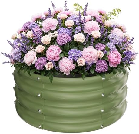 ZXZYHFTY Round Raised Garden Bed Set, 1 Pack, 2 x 2 x 1 Ft, Green by ZXZYHFTY