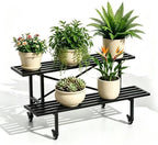 Zhongma 2 Tier Heavy Duty Metal Plant Stand with wheels Indoor Outdoor Use by Zhongma