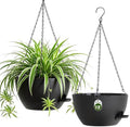 12 Inch Large Self Watering Hanging Planters 2 Pack with Saucers by Areutxbis