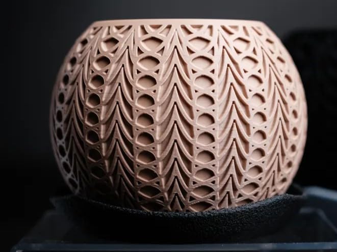 Decorative Ceramic Planter, Round Bowl Shape, Intricate Geometric Lattice Pattern, Terracotta Color - Image 6