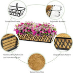 4 Pack 30 Inch Window Boxes Planters Railing Planter Box with Adjustable Brackets for Porch Fence Patio Balcony Hanging Flower Baskets with Coco Liners for Outdoor Garden Decor - Black - Image 3