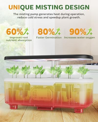 Misting Hydroponic Growing System Kit 15-Pods Indoor Smart Herb Garden Planter with LCD Touch Panel 6L Large Tank for Herb/Vegetables/Flowers/Fruits,Gardening Gifts for Women Men Beginners-Black - Image 2