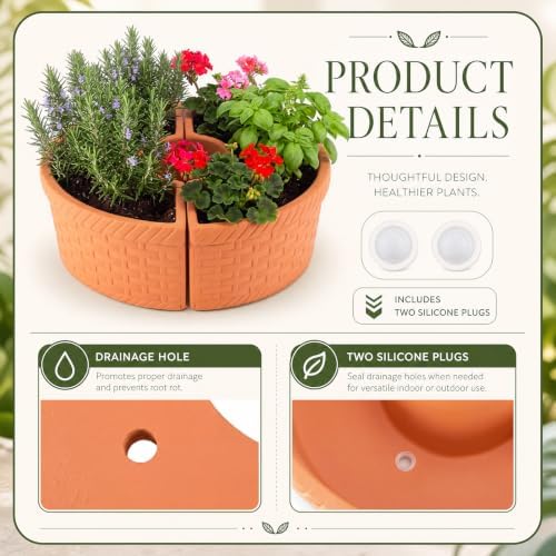 Patio Umbrella Planters Set, Terracotta Color, Country Style - Image 3