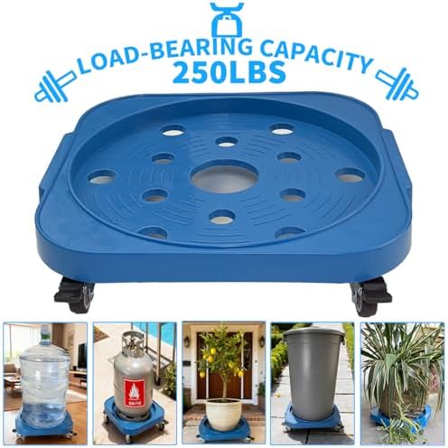 2-Pack 11" 5-Gallon Water Bottle Jug Caddy with 4 Rolling Swivel Casters - Heavy-Duty 5-Gallon Bucket Dolly & Plant Stand, Blue (2, Blue) - Image 4
