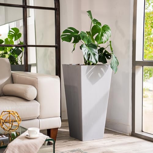 XBrand 30-Inch Tall Tapered Indoor and Outdoor, Gray Planter - Image 2