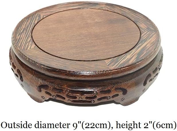 Rosewood Gray Stand Oriental Style, Jichimu Vase Plant Stand, Fish Bowl Stand, Multiple-purpose Gray Color Display Stand (Outside Dia 9”x2” (22x6cm)) - Image 2