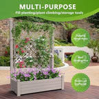 Elevated Raised Garden Bed,Outdoor Large Resin Patio Planter Box Stand Divisible with Drain Plug,Water Monitor for Plants Vegetables Flowers Fruits(Grey) - Image 4