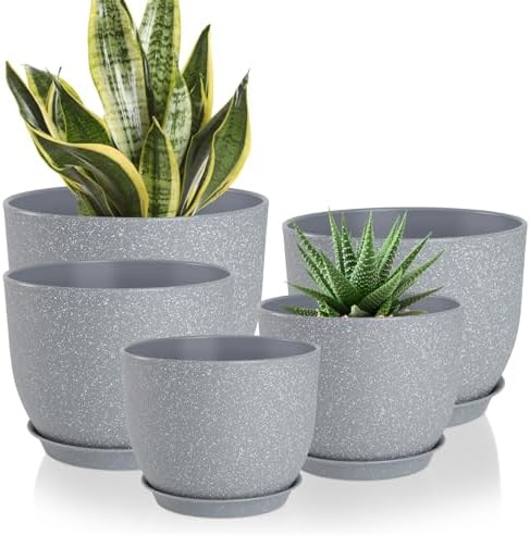 YNNICO Plant Pots 10/9/8/7.5/7 inch with Multi Mesh Drainage Holes by AFamilyofGardenLovers
